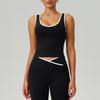 Chaleco Deportivo Ajustado de Color Contrastante Nude Transfronterizo para Mujer Espalda Descubierta Chaleco de Yoga Ropa de Fitness Top Deportivo Exterior 8843