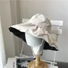 Sombrero Japonés de Protección Solar UV para Mujer, Sombrero de Pescador de Ala Ancha Estilo Coreano, Sombrero de Sol Anti-UV, Sombrero de Sol Negro de Goma para Cubrir la Cara de Verano