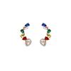 Aretes Colgantes de Diamante Coreanos Coloridos para Mujer, Aretes de Diseño de Nicho de Temperamento de Lujo Ligero Moderno