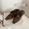 Pantuflas cálidas de algodón tejidas con diseño de punta cuadrada, perfectas para otoño e invierno. Nuevo estilo 2026 con hebilla de cinturón, versátil y adecuado para mujeres, con forro de felpa