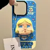 Fofo Avatar de Bebê Chorando em Couro Preto Estéreo Suporte Magnético Adequado para Celular Magsafe para Adsorver Fortemente na Mesa Pessoas Preguiçosas