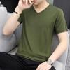 Fabricante Atacado Verão Fino Seda Gelo Camiseta Masculina Manga Curta Branco Cor Pura Marca Tendência Camiseta Básica Top Decote V Roupas para Homens