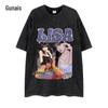 Estação independente marca de moda americana ins top senso de design nicho camiseta lavagem vintage desgastada pesada manga curta camiseta para homens