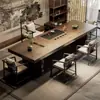 Conjunto de mesa de chá e bandeja de chá em madeira maciça estética da Dinastia Song com régua de energia, mesa de chá e bandeja de chá integradas de alta qualidade para recepção de escritório
