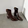 Botines de Mujer Elásticos Ajustados para Otoño/Invierno 2026 con Punta Cuadrada y Cremallera Trasera, Tobilleras Elegantes y Adelgazantes para el Trabajo con Tacón Grueso