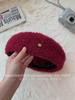 Gorra para Mujer Etiqueta Dorada Elegante Boina de Terciopelo de Cordero Calidez Otoño e Invierno Realza el Rostro Circunferencia de Cabeza Pequeña Grande Sombrero de Pintor Versátil Tendencia