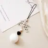 Estilo Ins Estilo Coreano Transparente Puntos de Polka Lazo Lanyard para Teléfono Móvil Llavero de Bola de Pelo Colgante para Bolso de Corazón