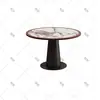 Restaurante estilo retro mesa y sillas de restaurante tejidas de ratán mesa de comedor redonda personalizada para recepción de lobby de hotel silla de ratán sofá cabina venta al por mayor