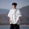 Camisa Polo de Trabajo Bordada con Logo de Verano, Camisa de Manga Corta para Hombre, Tallas Grandes, Camisa Trendy con Diseño Japanese Cityboy
