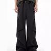 Pantalones Casuales de Mopa Plisada con Diseño de Nicho Estilo Americano Sueltos Rectos con Caída Pantalones Negros de Gama Alta para Hombre