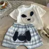 Conjunto Tendência Infantil 2026 Novo Estilo Coreano Verão Desenho Animado Manga Curta Shorts para Meninos e Meninas