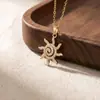 Collar de Sol de Moda Transfronterizo con Incrustaciones de Diamantes de Micro-Cobre para Mujer, Joyería de Cadena para Clavícula de Lujo Ligero de Nicho de Gama Alta