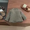 Camiseta Base de Terciopelo para Bebés Otoño e Invierno para Niños y Niñas Cuello Semi Alto Rayas Espesa Top Cálido Clásico para Bebés
