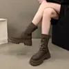 Nuevas botines ajustados para mujeres petite, estilo británico, con suela gruesa, diseño francés versátil, Botas Martin 2026 para mujer, adelgazantes para otoño e invierno