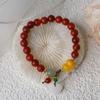 Pulseira de Ágata Natural Feminina Pulseira de Cabacinha e Lótus Pulseira de Contas de Ágata Outono e Inverno