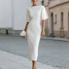 Nueva colección de otoño de ropa para mujer para exportación: Elegantes vestidos largos de estilo europeo y americano, de color liso, con abertura y cintura ajustada, adecuados para banquetes y eventos nocturnos