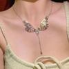 Exquisita y Elegante Cadena para Clavícula con Alas de Mariposa y Borla de Estrella, Nueva Personalidad, Moda Elegante, Celebridad de Internet, Cadena para Clavícula Hot
