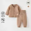 Conjunto de Ropa Interior Acolchada de Algodón Puro Color Jengibre Cálido para Primavera y Otoño para Niños, Niños y Niñas, Conjunto de Ropa de Algodón Separado para Recién Nacidos