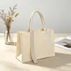 Bolsa de Lona Laminada en Stock, Bolsa de Compras de Lona Impermeable Tridimensional, Bolsa Tote Lisa para Impresión de Logo