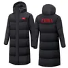 Chaquetas largas de plumas hechas a medida para uso en grupo al aire libre, unisex, con capucha, cortavientos, impermeables, adecuadas para estudiantes, entrenamiento de invierno y para proporcionar calor