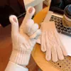 Guantes Cálidos de Invierno para Adultos con Dos Dedos Táctiles Expuestos Guantes de Punto Jacquard de Lana Color Sólido a Prueba de Frío para Exteriores