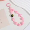 Cadena para Teléfono Móvil Serie Niña de Dibujos Animados, Pulsera de Muñeca con Perlas Macaron, Pulsera de Cuentas Pintada a Mano, Colgante Creativo