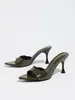 Sapatos de Salto Alto Femininos para Primavera e Verão, Bico Fino, Salto Fino, Mules de Uma Tira, Modernos, Versáteis, Sandálias Elegantes de Salto Alto