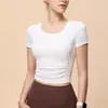 Roupas de yoga leves, com sensação de "quase nada", para mulheres, de secagem rápida, respiráveis, tops esportivos de manga curta e manga longa, tops de fitness, em estoque, direto do fabricante