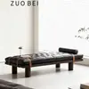 Banqueta de Lujo Ligero Estilo Italiano, Banqueta al Pie de la Cama para Dormitorio, Banqueta de Madera Maciza para Cambiar Zapatos en la Sala de Estar, Sofá Banqueta de Cuero con Diseño Vintage Acolchado de Botones