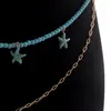 Joia Cruzada Europeia e Americana Corrente de Cintura Bohêmia com Lantejoulas Estrela do Mar de Múltiplas Camadas para Mulheres Corrente de Corpo para Biquíni de Praia