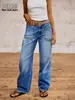 Hme Jeans de Mujer Europeos y Americanos Transfronterizos Sueltos Casuales Rectos de Pierna Ancha Pantalones Largos de Mujer Comercio Exterior de Guangzhou Xintang