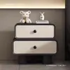 Mesita de noche color crema, simple y moderna, nuevo estilo 2024, madera maciza, extremadamente estrecha, armario de almacenamiento para mesita de noche, mesita de noche pequeña para dormitorio