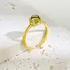 Joyería Exquisita de Moda Japonesa y Coreana Personalidad Lujo Ligero Chapado en Oro Real Anillo Abierto de Cristal con Piedra de Color Artificial
