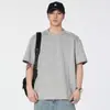 Nueva camiseta de verano retro americana de cuello redondo y manga corta para hombre, corte holgado, camiseta base de retazos de alta resistencia, hombro normal, top de marca de moda