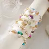 Pulsera de Conchas y Perlas Estilo Vacaciones de Playa Europeas y Americanas Transfronteriza, Pulsera Colorida de Piedras Mixtas Estilo Vacaciones para Mujeres