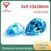 Wuzhou artificial em forma de pêra aquamarine zircão pedra nua lago água azul zircão anel colorido pedra preciosa zircônia cúbica sintética