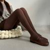 Otoño e invierno estilo miu humo de trueno gris jacquard giratorio tejido de alta calidad cálido pantimedias de base talón de ángulo recto