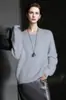 Suéter de Punto Integrado sin Costuras de Cuello Redondo Cepillado de Cachemir para Mujer, Estilo Hong Kong y Americano / Suéter Pulóver Holgado Estilo Europeo y Americano para Otoño