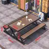 Juego Integrado de Mesa y Sillas para Exteriores para Plaza Comercial, Mesa y Sillas de Ocio para Patio, Parque al Aire Libre con Protección Solar, Mesa y Sillas de Comedor de Madera Plástica