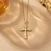 Artículo Popular Transfronterizo: Collar Sencillo y Elegante con Colgante de Cruz para Mujer, Lujo Ligero, Estilo de Nicho, Versátil, Cadena de Clavícula de Alta Calidad