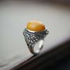 Anillo de cera de abejas antiguo bañado en oro de plata esterlina S925, estilo étnico, estilo chino, atmosférico, de lujo, estilo antiguo y vintage.