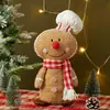 Boneco de Pão de Gengibre de Natal Chapéu de Chefe Boneca em Posição Sentada Decorações Homem de Pão de Gengibre Homem Biscoito Boneca Enfeites Natal