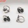 Anillo de Plata de Ley S925 Flor Estrella de Mar Vajra Mortero Anillo Corredizo Accesorios de Borla Anillo de Plata Hecho a Mano Vintage Accesorios del Zodiaco Serpiente