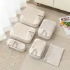 Set de cinco piezas de malla de bolsas de almacenamiento de viaje compresibles, organizador de equipaje, bolsa portátil para empacar ropa para viajes de negocios y viajes