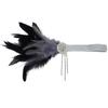 Lowosaiwor diadema de plumas de los años 20 tocado de plumas negras gatsby borla de diamantes banda elástica para el cabello