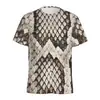 Camiseta con estampado de piel de serpiente de moda, impresión digital 3D, camiseta para hombre con estampado de piel de animal, cuello redondo, manga corta urbana, transfronteriza