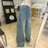 8536 Pantalones Vaqueros Curvos de Maternidad Otoño Pantalones Largos Pantalones Casuales Jeans Cordón Pantalones de Pierna Ancha Pantalones Rectos Sueltos