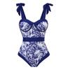 [Traje de baño de vacaciones de Amazon para mujer] Traje de baño de gasa de chifón multicolor con estampado digital retro, traje de baño de comercio exterior europeo y americano