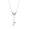 Collar Mariposa Diamante Brillante con Borla Diseño de Nicho Joyería de Nuevo Estilo Venta al por Mayor Cadena para Clavícula de Lujo Ligero Cadena para el Cuello de Mujer