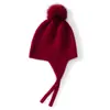 Novo Chapéu de Lã Cashmere com PomPom Fofo Proteção de Orelha Chapéu de Tricô Feminino Outono Inverno Quente Proteção contra Frio Chapéu Versátil para Cobrir a Cabeça Chapéu para Ciclismo
